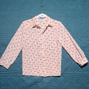🦩 Playful Flamingo Pop Blouse – Alice + Olivia